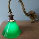 Wall light in bronze art nouveau with green opaline lampshades.