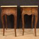 Pair of Italian inlaid bedside tables with marble top
