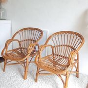 Paire de fauteuils en rotin vintage circa années 70