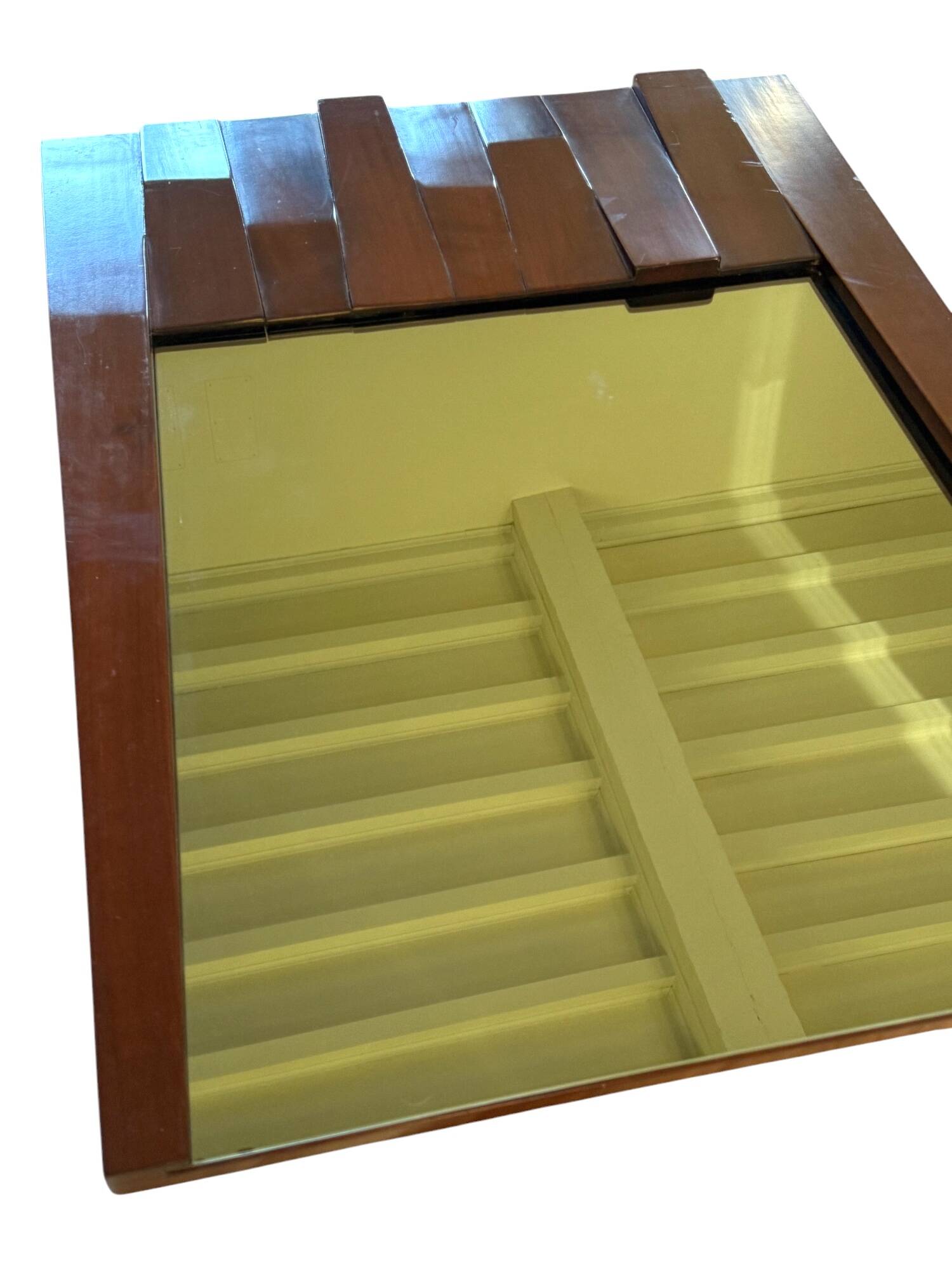 Luciano Frigerio, mod. Barium solid walnut mirror, Frigerio di Desio 1970s