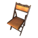 Chaise Pliante Bois + Assise & Dossier Skaï Orange Vintage