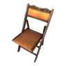 Vintage Wooden Folding Chair + Seat & Back Skai Orange