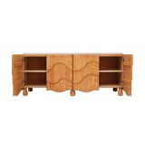 Contemporary Handcrafted Oak Solid Wood And Travertine Italian Sideboard