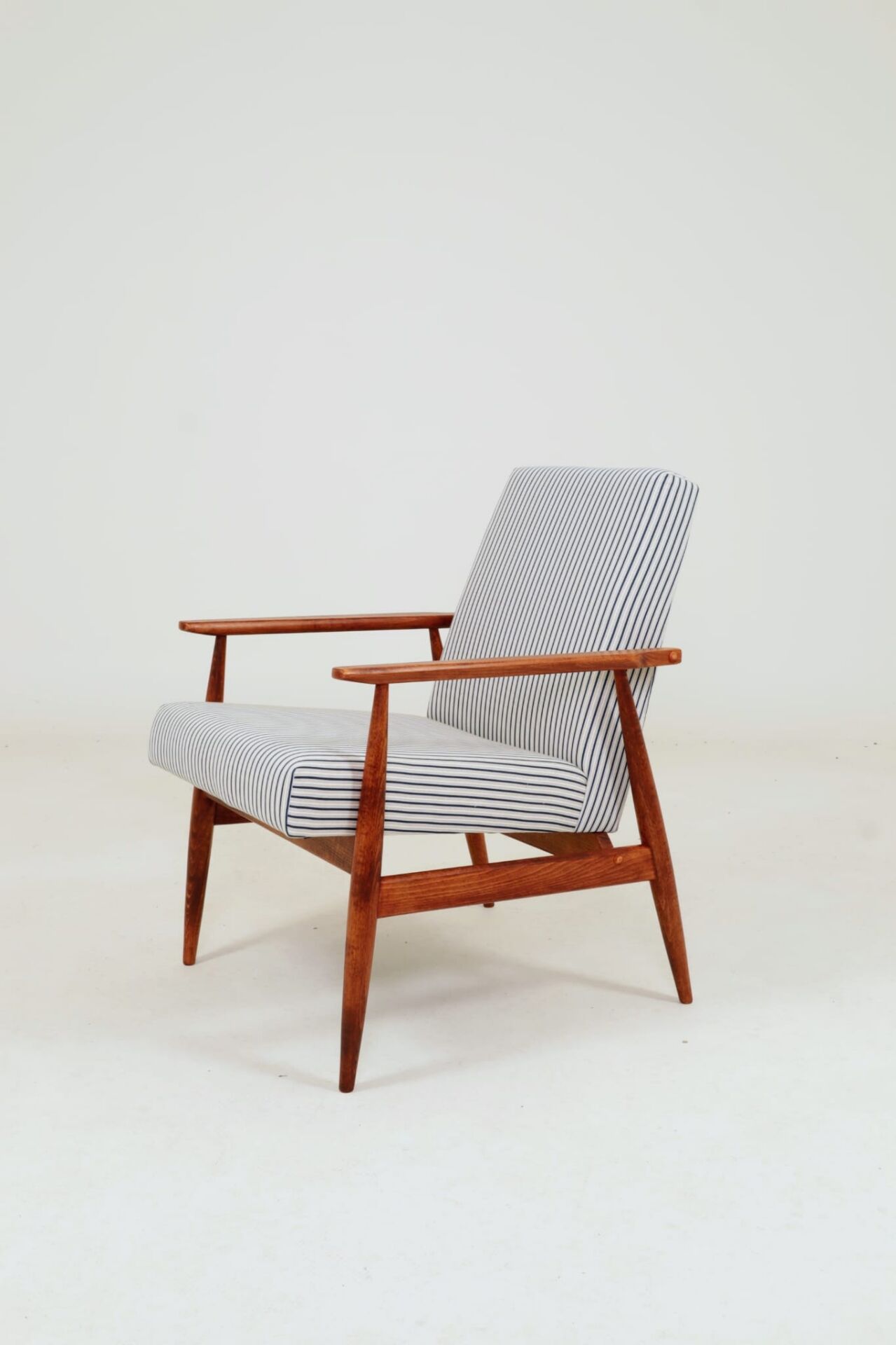 Fauteuil & Repose-pieds tissu cotton rayé