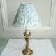 Small vintage lamp with its lampshade in toile de Jouy