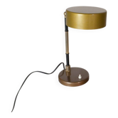 Chrome and ruby brass table lamp in the style of Oscar Torlasco, 1960s.