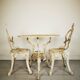 Vintage antique outdoor garden furniture cast metal table & 2 chairs