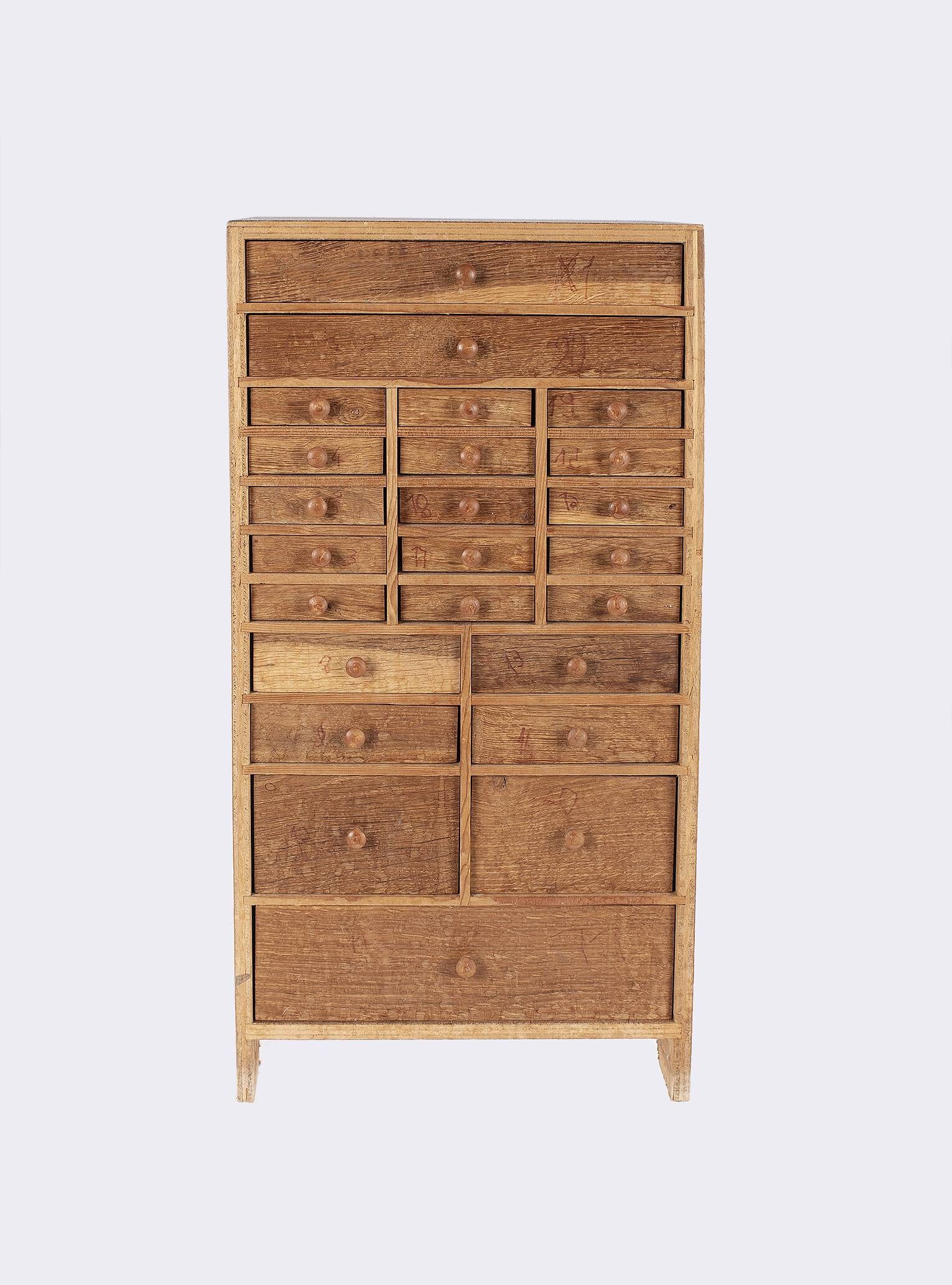 Old small piece of furniture, watchmaker's layette from the 60s.
