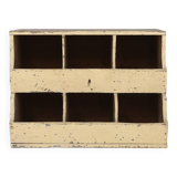 Unique industrial lacquered compartment cabinet with rich patina, France, 1890