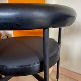 Pair of vintage leather basket armchairs