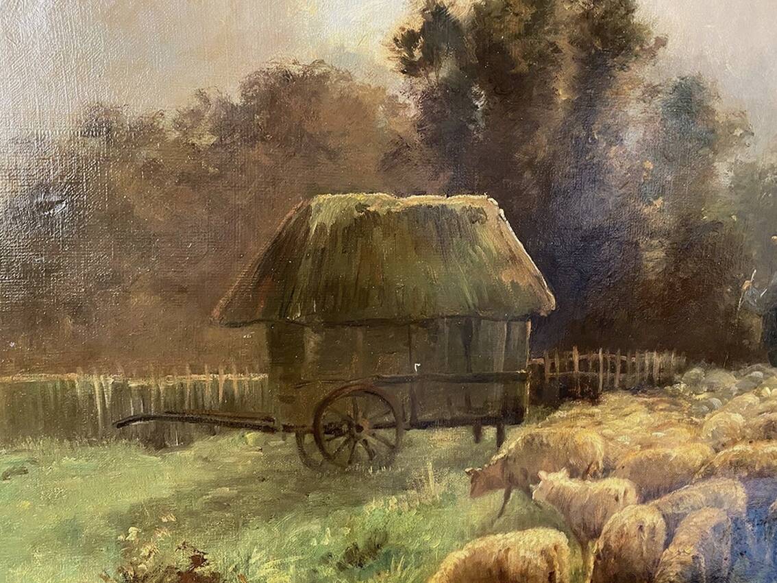 Alexandre Aymar Pezant (1846 – 1916) "The Return of the Herd". Large HST