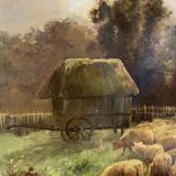 Alexandre Aymar Pezant (1846 – 1916) "The Return of the Herd". Large HST