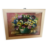 Bouquet of flowers oil on canvas painting signed