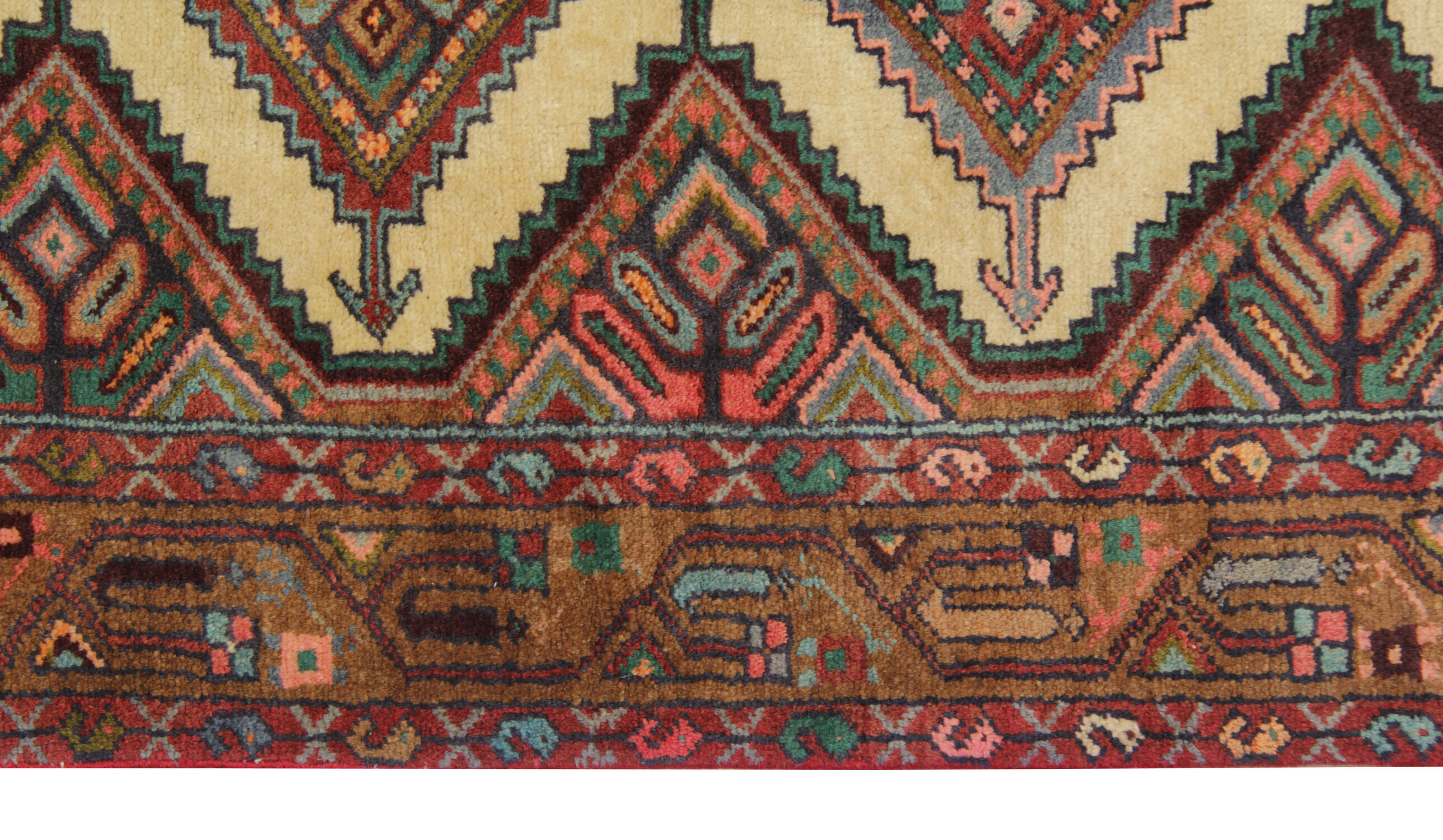 Handwoven Vintage Persian Rug Long Multi-coloured Wool Runner Rug