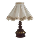 Vintage French Country Style Lamp Turned Wood Base & Layered Fabric Shade