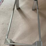 Coffee table design 70s, chrome metal and glass
