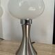 Pair of lamps mushroom opaline and chromed metal 80s
