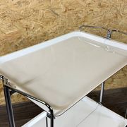 1960s 1970s Serving Cart Dinette Side Table Space Age Design Chrome White