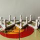 Vintage accordion coat rack in white painted wood