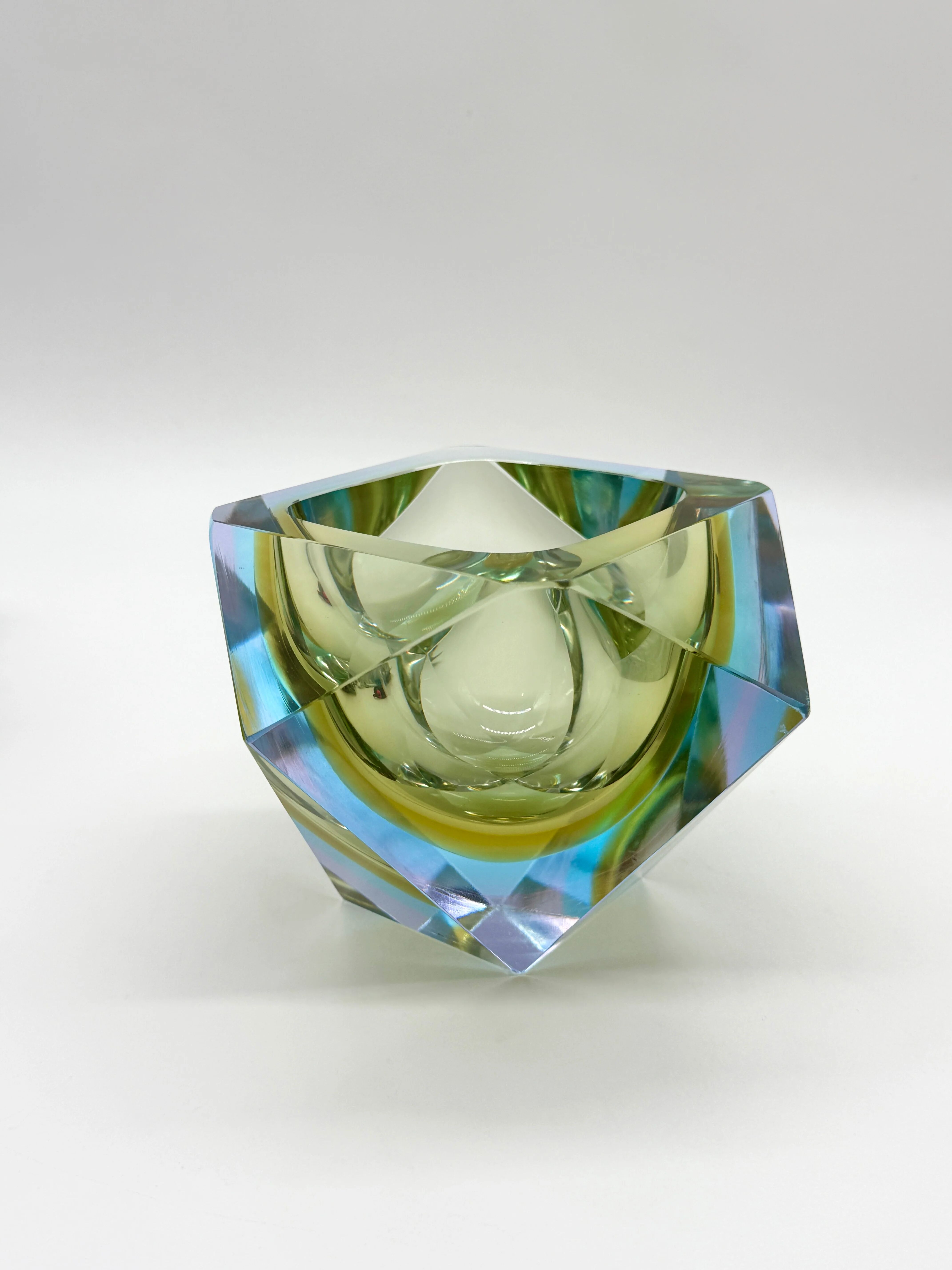 Large "Sommerso" ashtray in Murano glass, 1970s