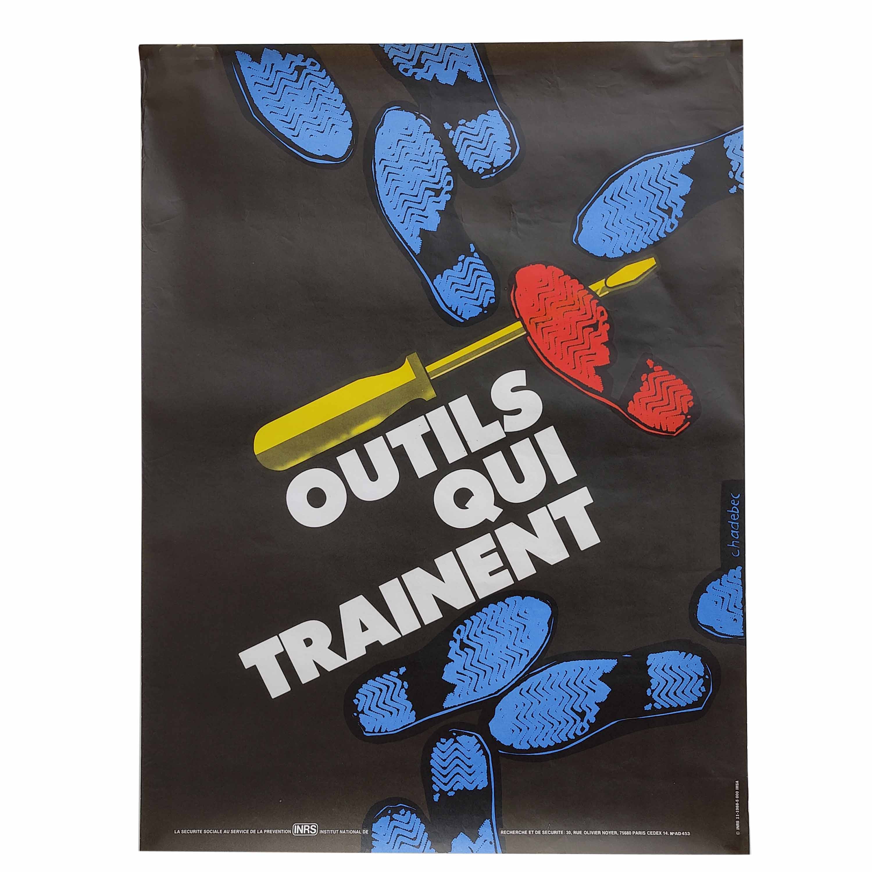 Vintage poster INRS 1988 graphics Chadebec
