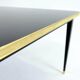 Dining Table, High Gloss Laminate, Brass, Tapered Legs, Navy Blue - XL