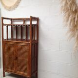 Vintage wood sideboard and rattan canning