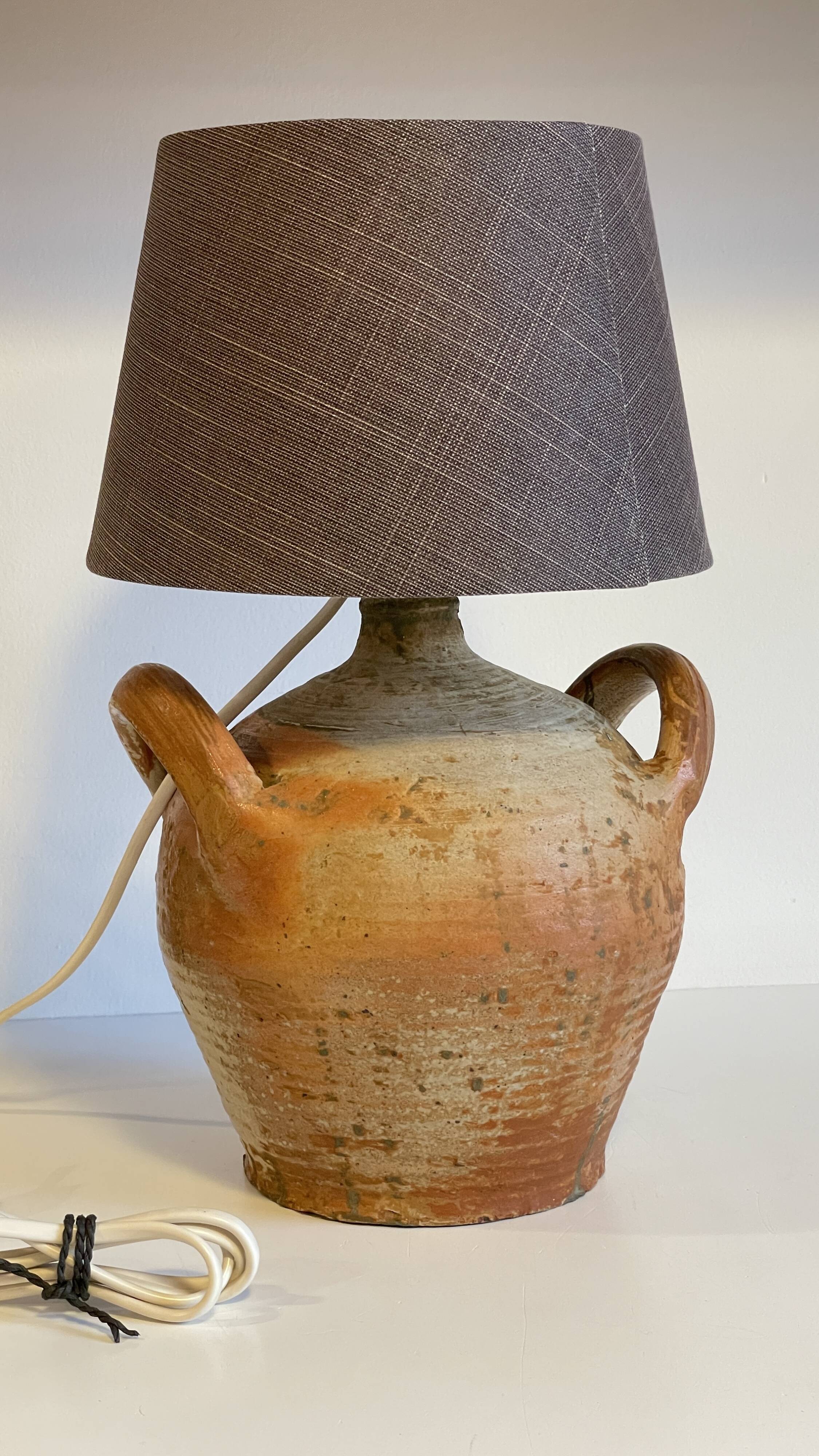 Vintage handmade pottery lamp