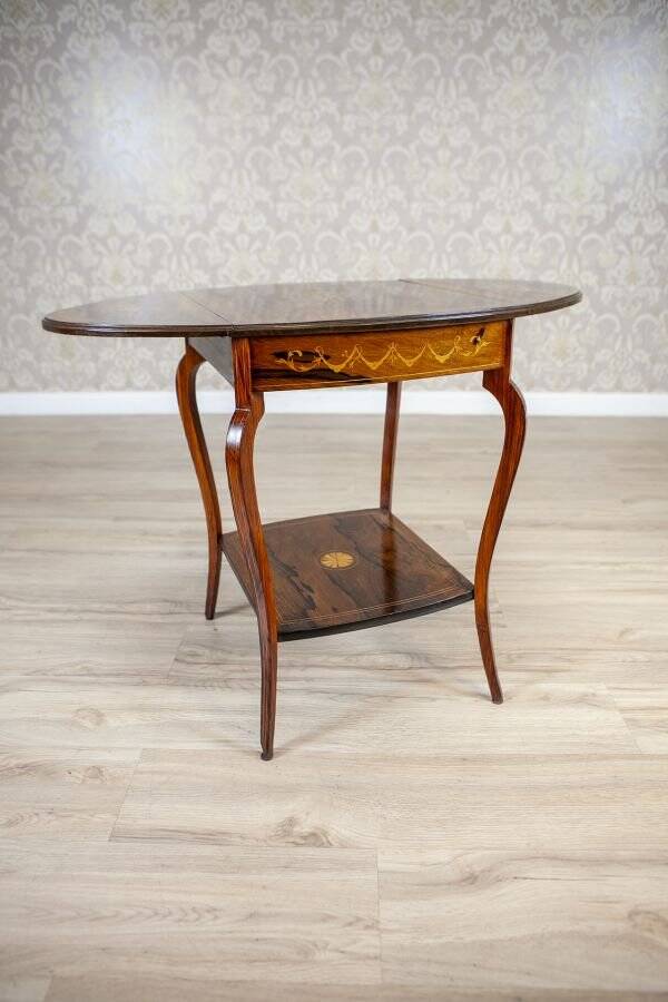 Antique Inlaid Rosewood Tea Table, 1890s