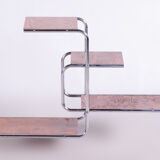 Étagère sur pieds, porte-plantes en chêne et chrome tchèque style Bauhaus, Kovona, Tchéquie, années 1930