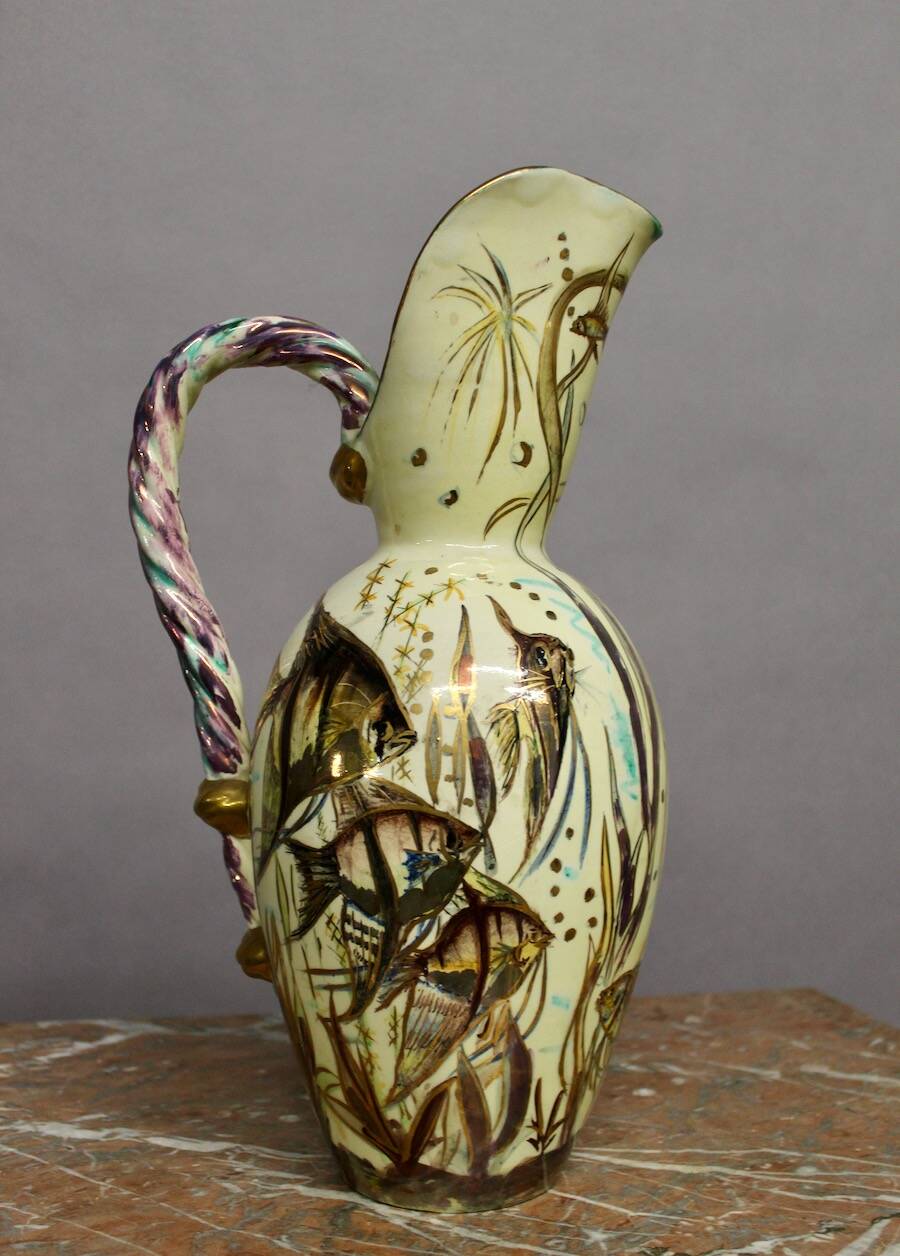 Ceramic jug with fish decoration