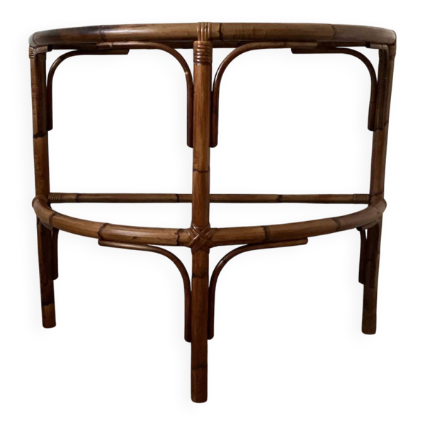 Grande console en rotin et verre fumé