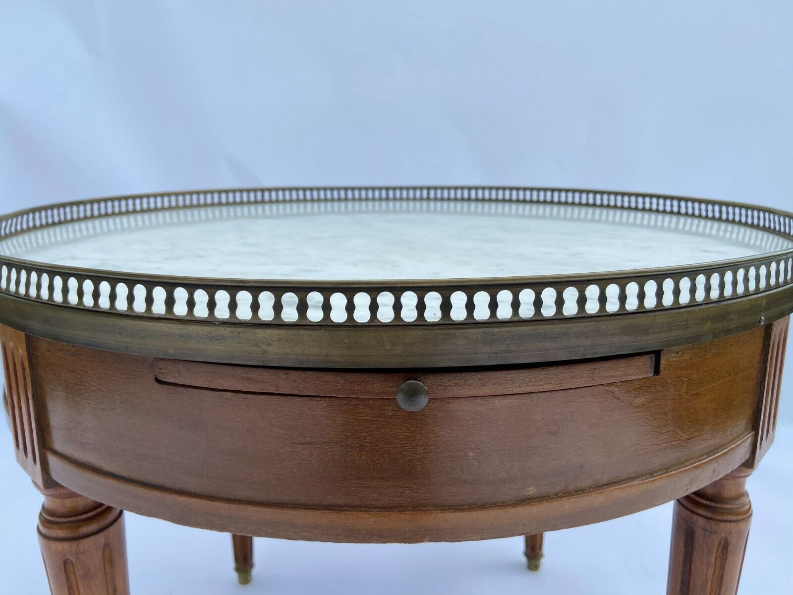 Table bouillote 1950 marble foot with louis xvi style gallery