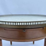 Table bouillote 1950 pied marbre avec galerie style louis xvi