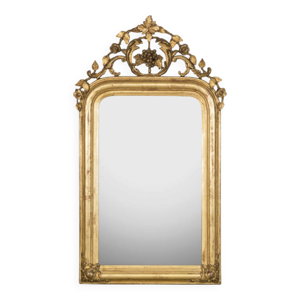 Miroir Louis-Philippe du XIXe siècle avec motifs de feuillage et de grappes de raisin