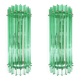Pair of Contemporary Green “Wather Triedro” Murano Glass Wall Sconces