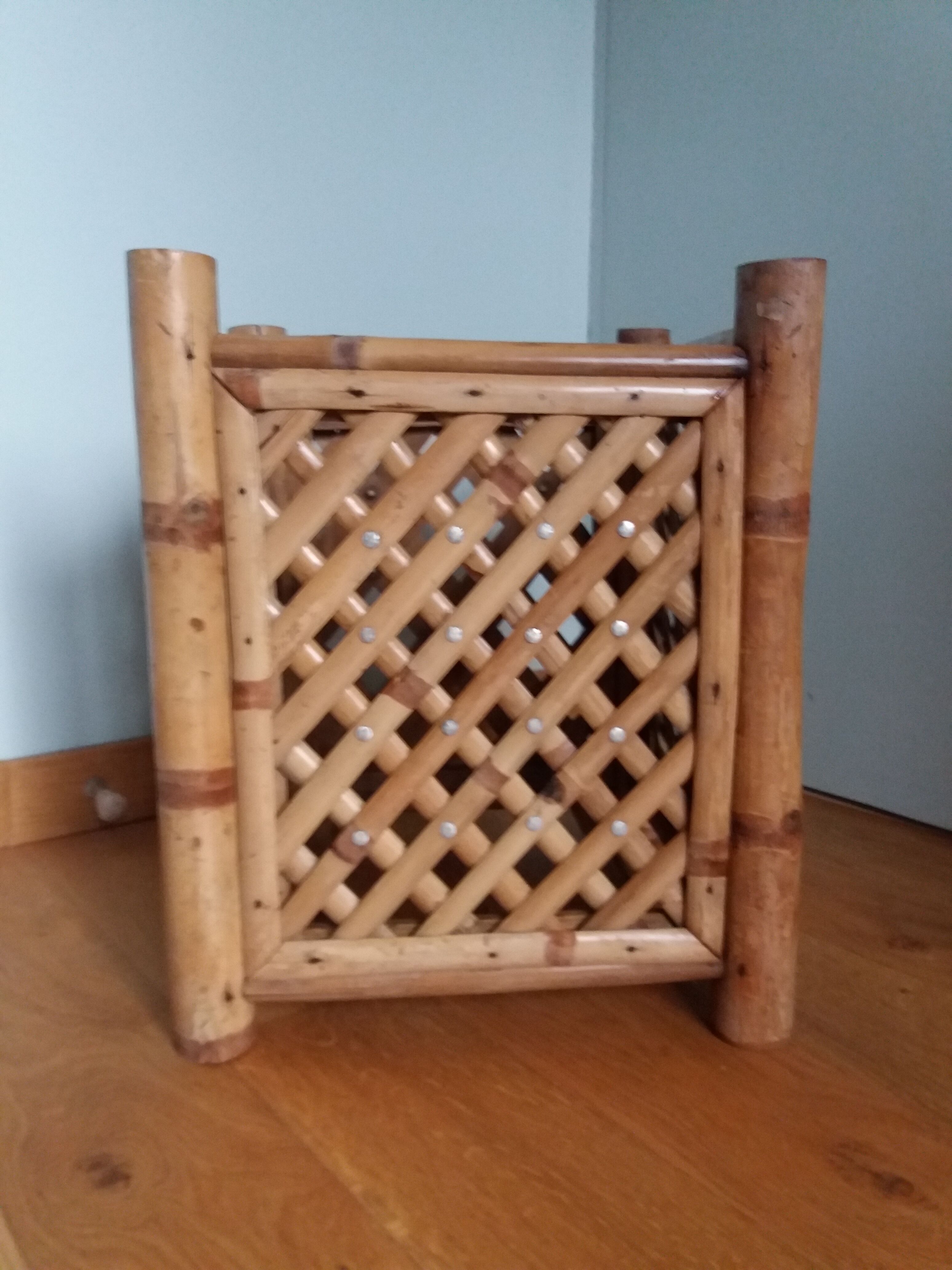 Cache pot large square bamboo