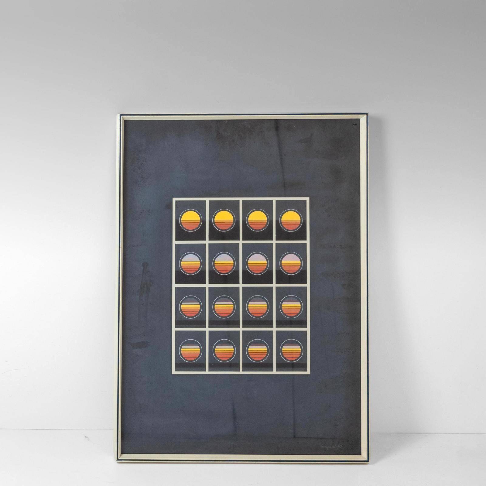 Affiche lithographique d'art moderne italien des années 1970 créée par Angela Trapani