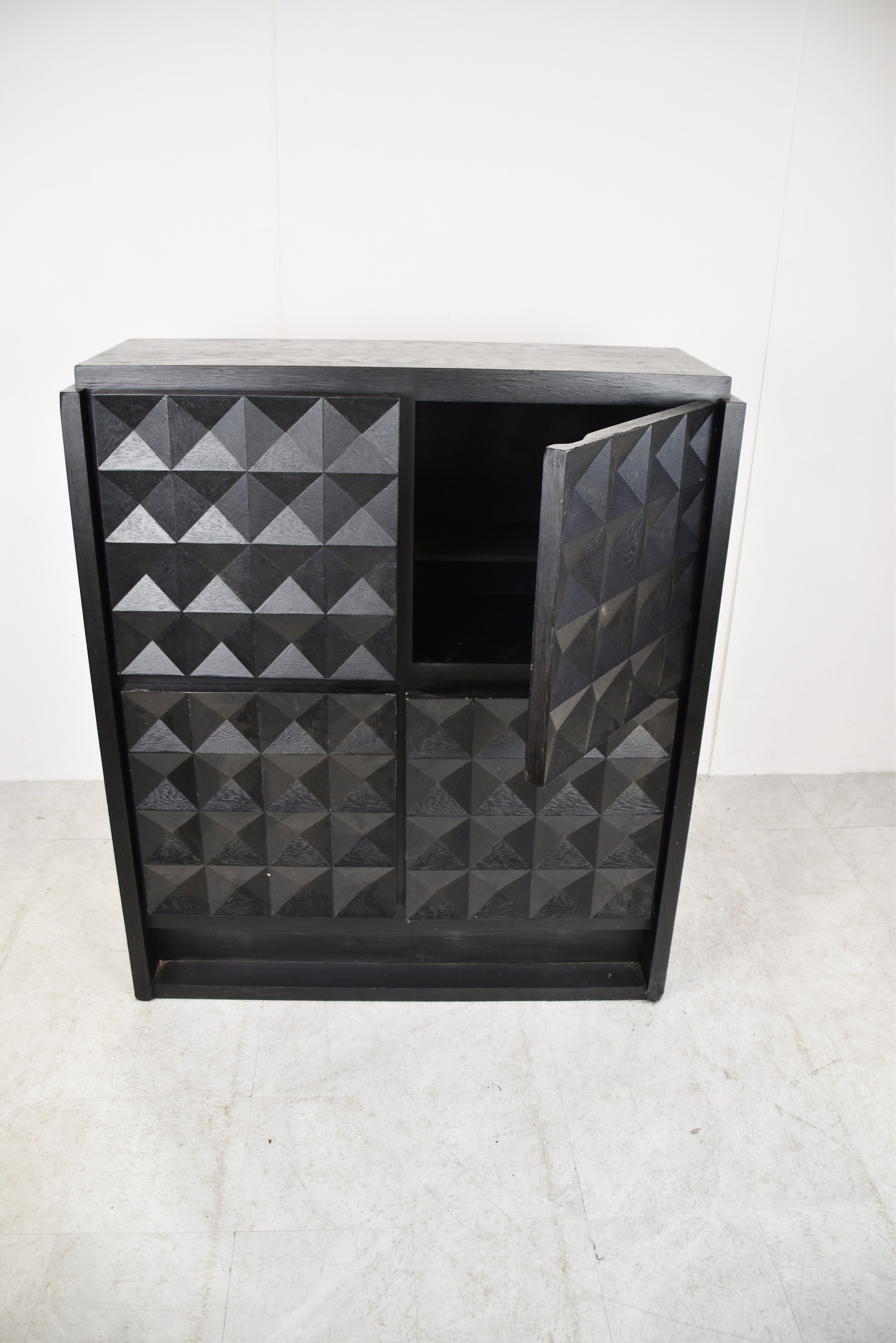 Black brutalist bar cabinet, 1970s