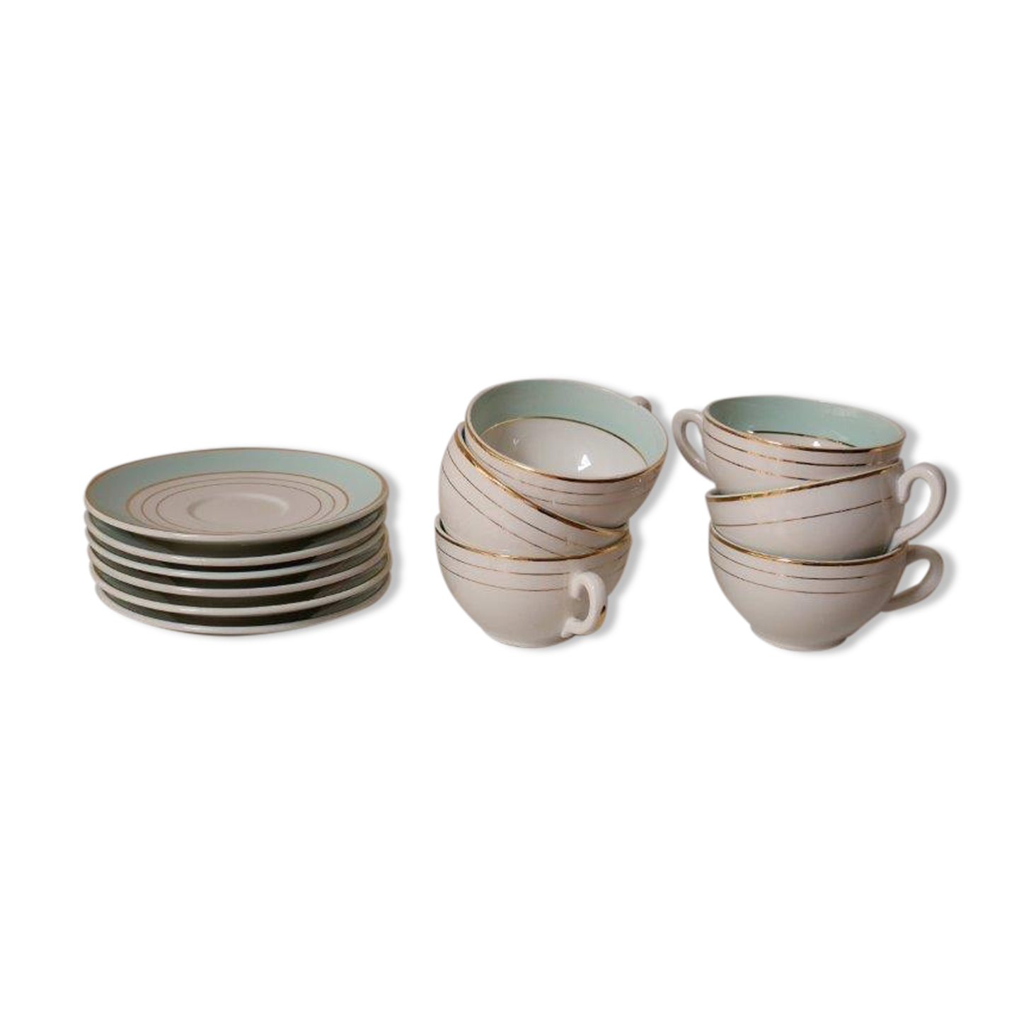 Set of 6 coffee cups with Lunéville saucers, Regency model