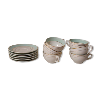 Set of 6 coffee cups with Lunéville saucers, Regency model