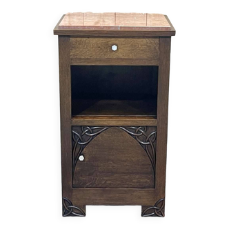 Oak bedside and marble top by Joseph Savina (1901-1983)