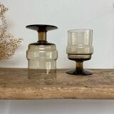 6 “Willem Heesen” smoked glass glasses