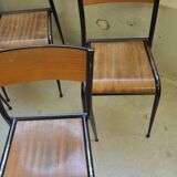 Series of 6 black Mullca school chairs