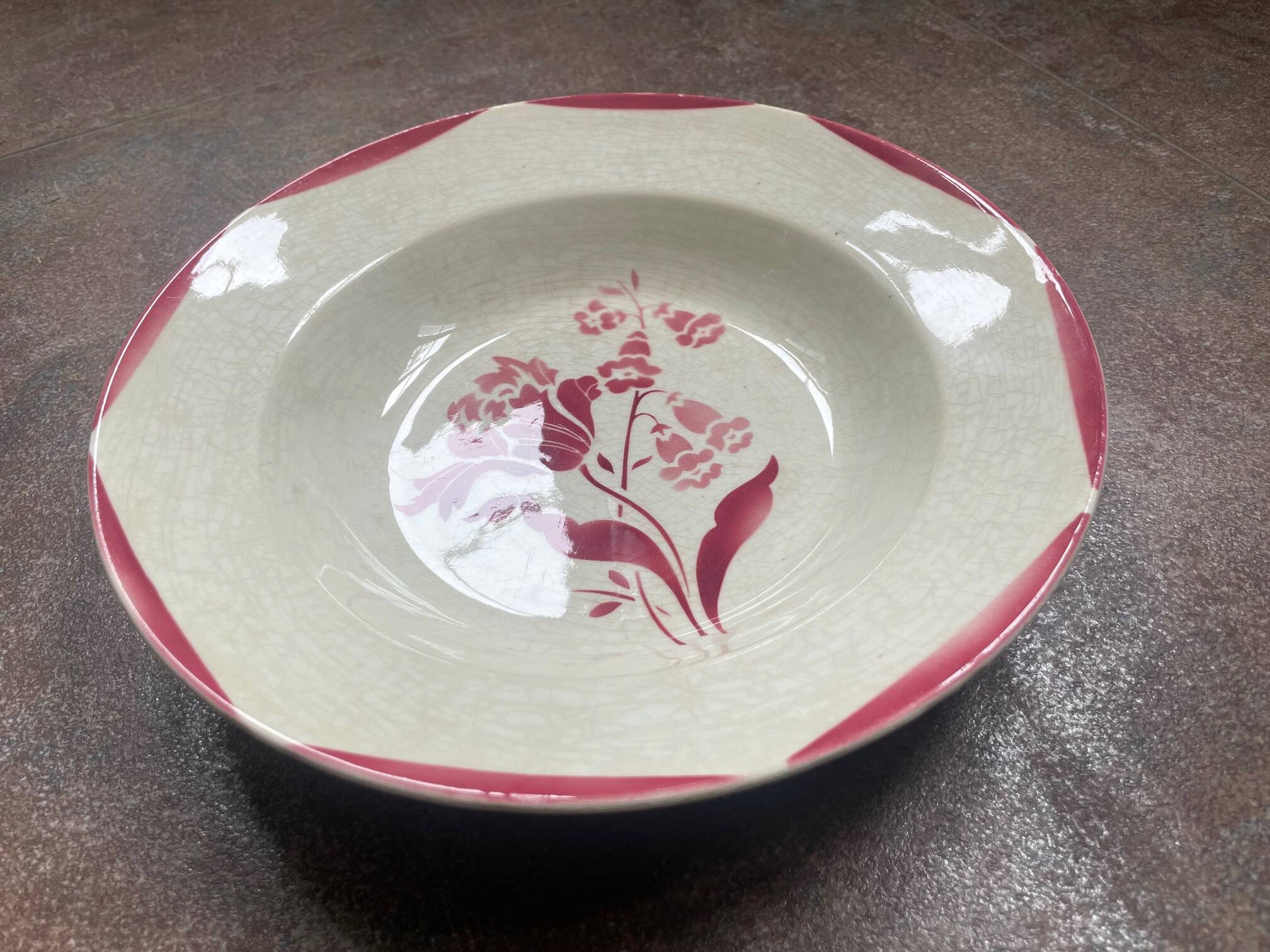 opaque porcelain dish from Gien -Chatel Guyon