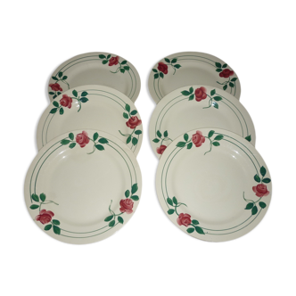 Lot de 6 assiettes ancienne en faïence modèle Mado