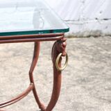 Table basse en fer et verre français - Table de cocktail - Table de salon - Années 80