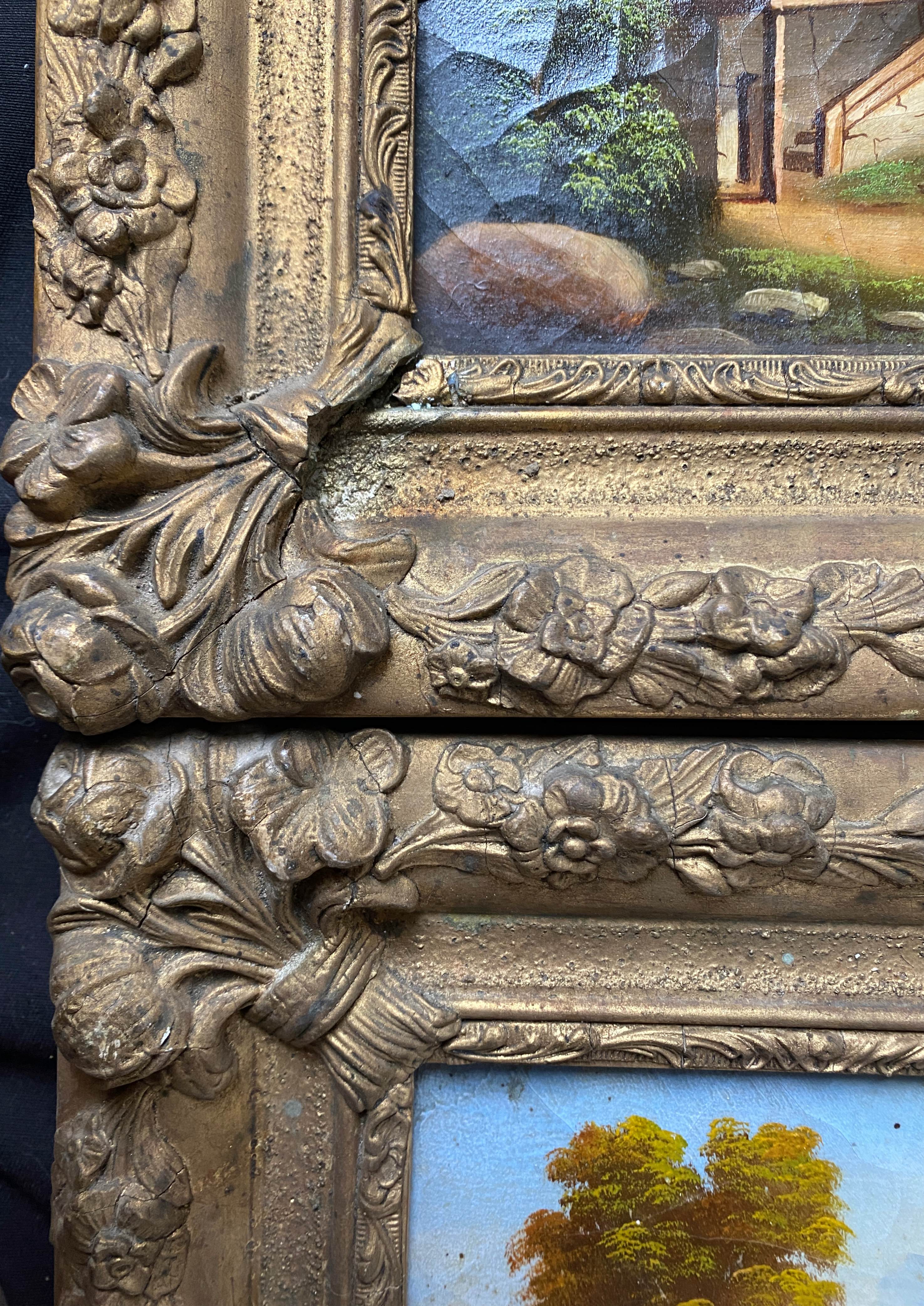 Counterpart of HST paintings "Animated mountain landscape" XIX° + frame