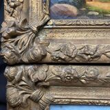 Counterpart of HST paintings "Animated mountain landscape" XIX° + frame