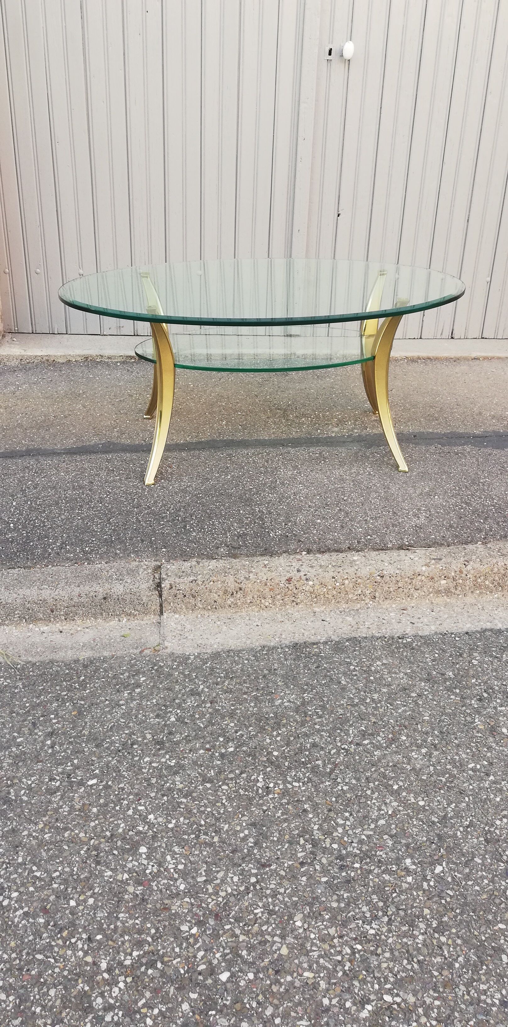 Vintage bronze and glass coffee table